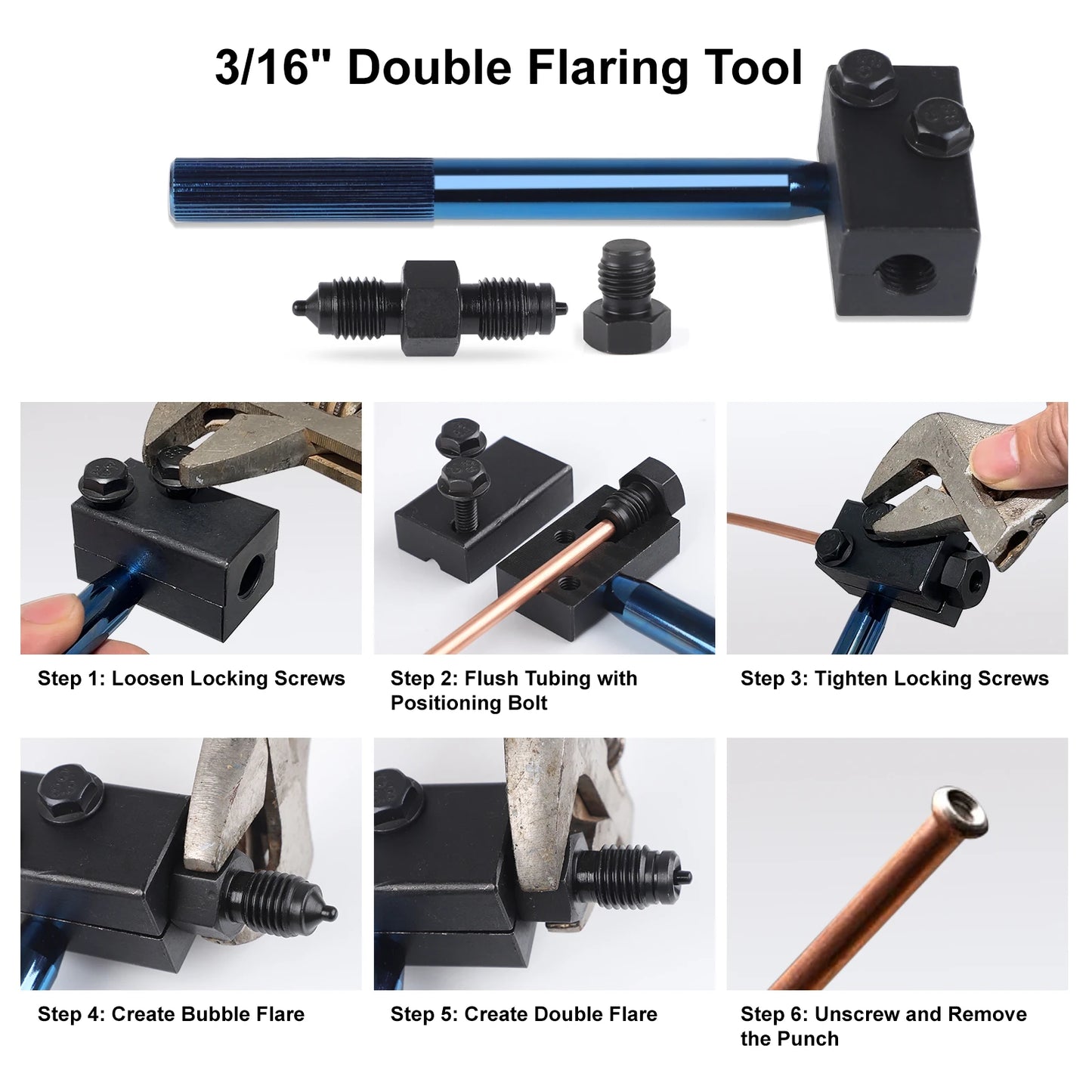 25Ft 7.62m 3/16" OD Roll Tube Coil Brake Line Pipe Tube House Repair Kit With 16PCS Tube Nuts Double Flaring Tool Tubing Cutter