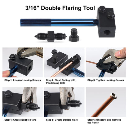 25Ft 7.62m 3/16" OD Roll Tube Coil Brake Line Pipe Tube House Repair Kit With 16PCS Tube Nuts Double Flaring Tool Tubing Cutter