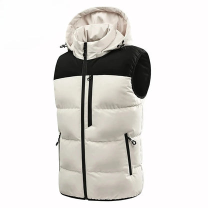 Hots Winter Men Outdoor Windproof Fleece Detachable Hooded Vest Men Sleeveless Warm Casual Fashion Zipper Brand Vest Male Coat