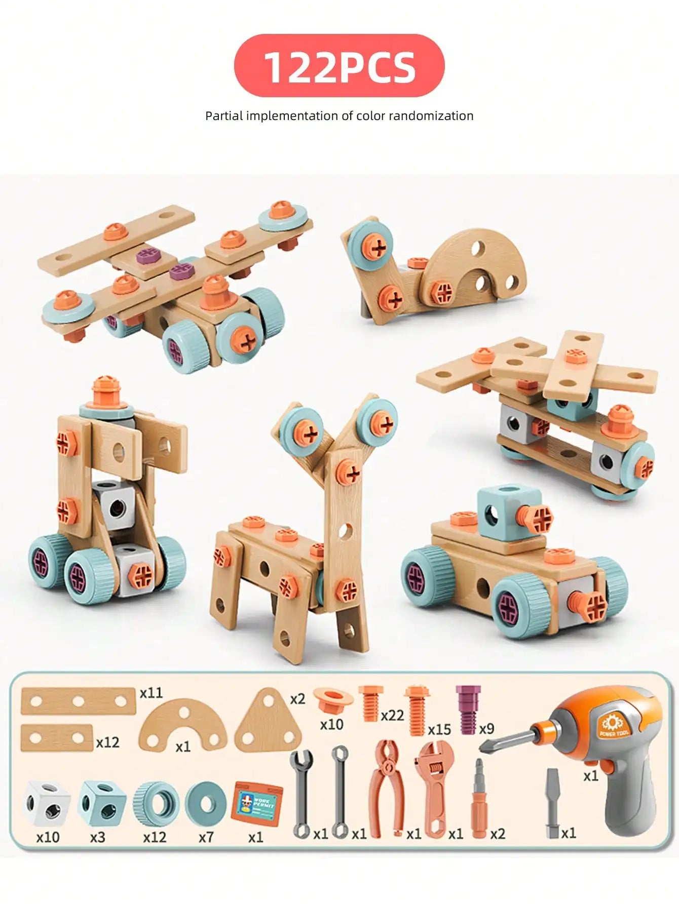 Kids Tool Set DIY Nut Assembly Puzzle Simulated Screwing Toolbox Early Educational Disassembly Repair Kit STEM Montessori Toys