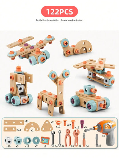 Kids Tool Set DIY Nut Assembly Puzzle Simulated Screwing Toolbox Early Educational Disassembly Repair Kit STEM Montessori Toys