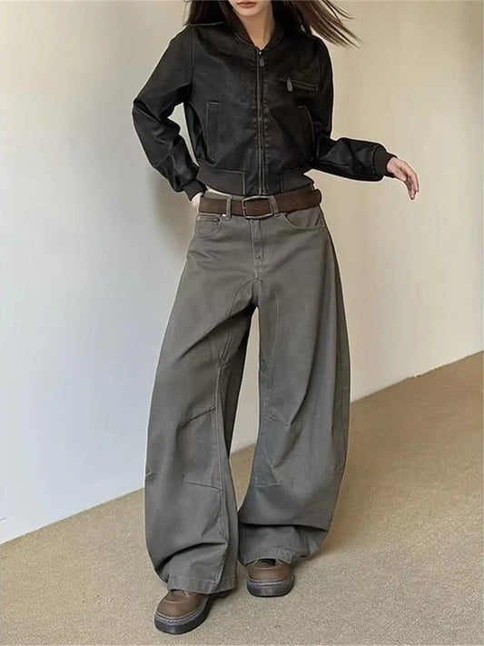 Retro American Knife Design Wide Leg Jeans Loose Fit Slimming High Street Style for Men And Women Autumn New Arrival