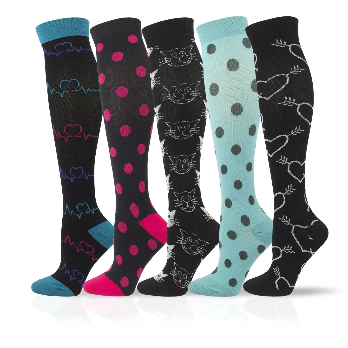 3/5/6 Pairs Compression Socks Exercise Mountaineering Running Sports Socks Elastic Medical Blood Circulation Swelling Nurse Sock