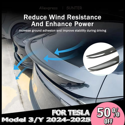 Spoiler For Tesla Model Y 2025 Juniper 2024 Model 3 Highland Real Carbon Fiber Rear Spoiler Trunk Wing Auto Exterior Accessories
