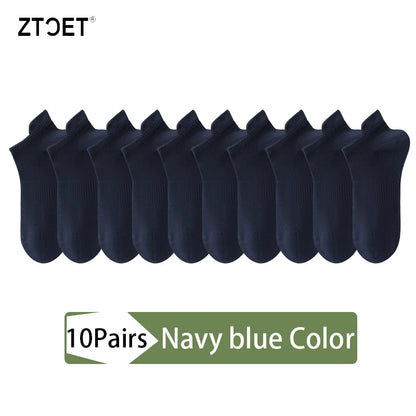 10Pairs Men Combed Cotton Socks Mesh Antibacterial Breathable Fashion Black High Quality Man Sock New For Male Size EU38-45