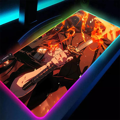 RGB Mouse Pad 90x40cm Naruto Itachi Uchiha Gaming Accessories PC Game xxl Computer Desk Mat Laptop Varmilo LED Keyboard Mousepad