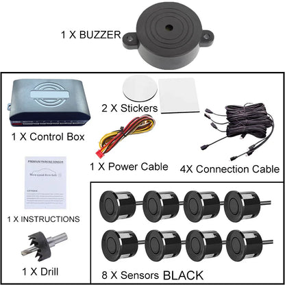 Universal 8 Sensor Parking Kit 22mm 12V Car Truck Buzzer Alarm Reverse Backup Radar Detection System