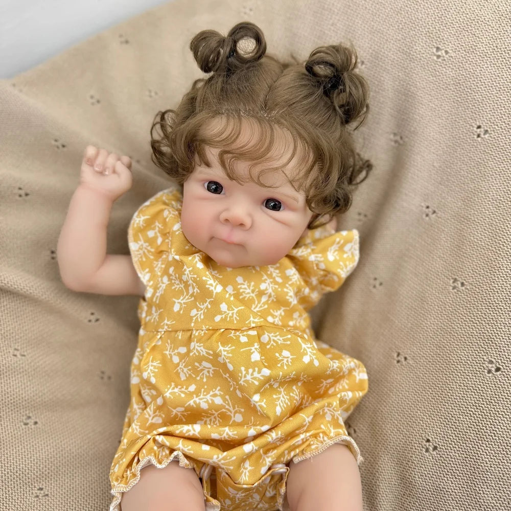 AONPENG 45cm Lifelike Reborn Baby Doll Toy with Vinyl Limbs And Cloth Body Kid's Fashion Birthday Gift Playhouse Bedtime Toy