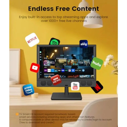 15.6 Inch Small Smart TV - Full HD 1080p Compact Flat Screen Smart Television with Wi/Fi, Bluetooth, Voice Remote for Kitchen,