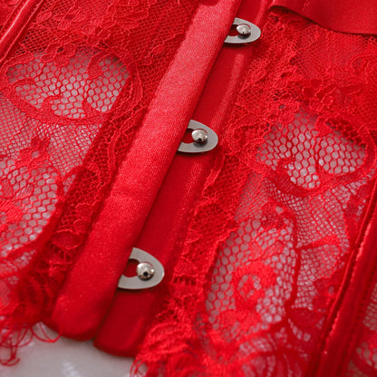 2025 Women's Eyelash Lace Perspective Low cut Fishbone Body Shaping and Slimming Sexy Underwear Two Piece Set