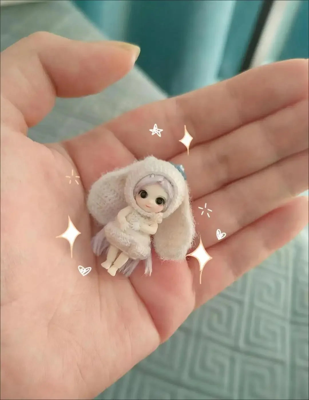 Mini Pocket Lail Doll 3.5cm Height Multi Joint Movable 3D Eye Resin Doll Girls Play House Diy Toy Gifts, No Make Up