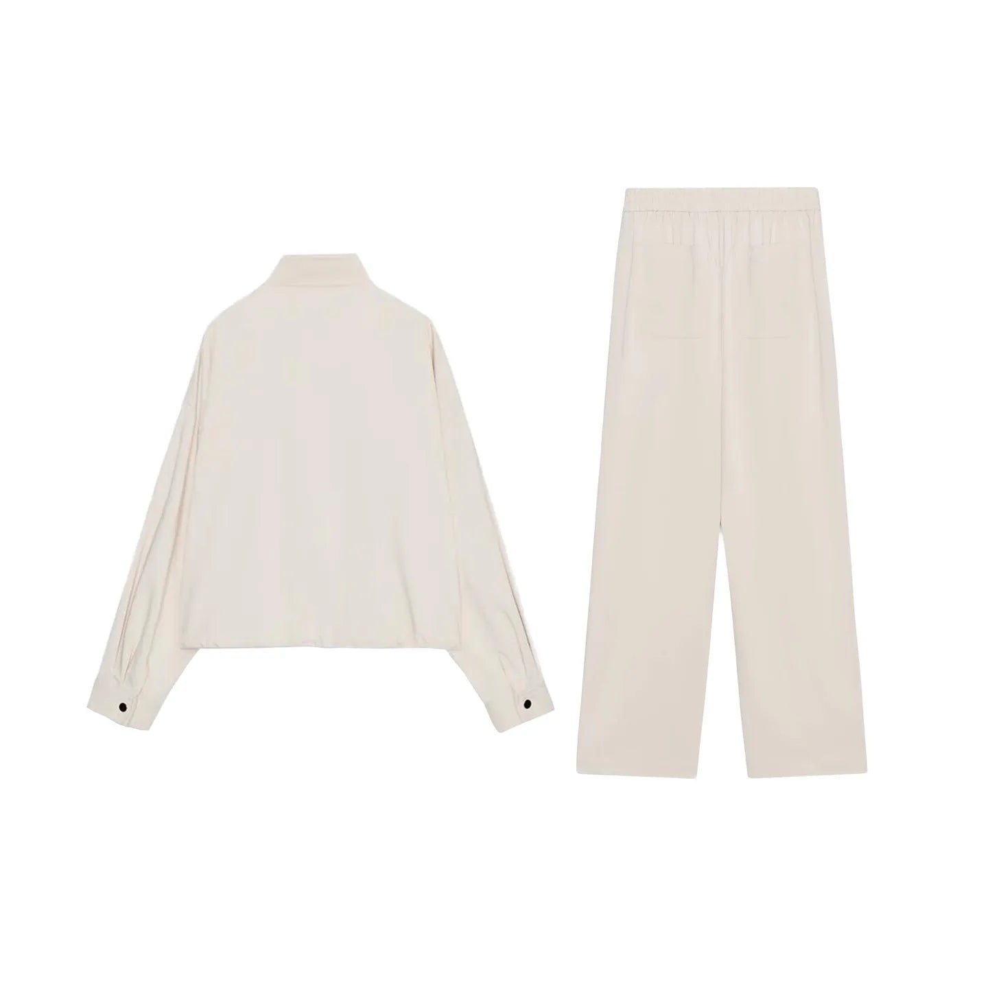 Women's Pilot Jacket Coat High Waist Commute Line Decor Straight Leg Pants Two Piece Set Long Sleeve Stand Collar Jacket
