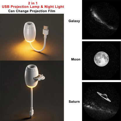 Car Interior Light Roof Star Light USB LED Starry Atmosphere Projector Decoration Night Party Decor Romantic Saturn Galaxy Light