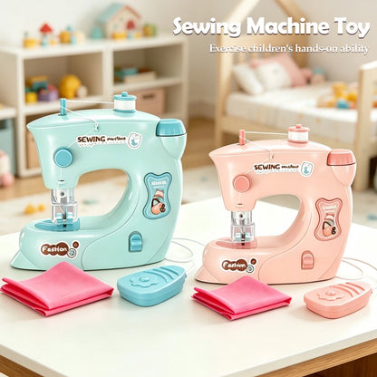 Mini Sewing Machine Toys for Kids, Electric Furniture Model Playing Home Toy with Lights DIY Simulation Sewing Gift for Children