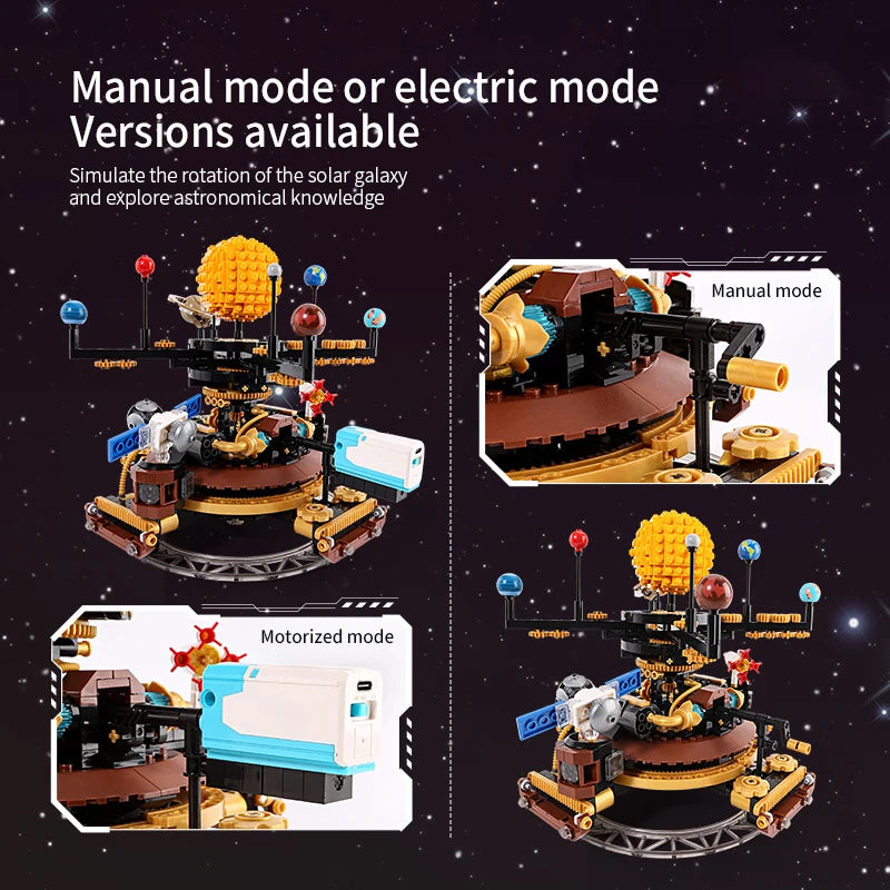 946PCS Electric Solar System Planetarium MOC Building Blocks DIY STEM Educational Home Decor Toy Kids Birthday Gift
