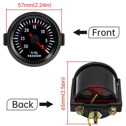 52mm Smoke Lens Auto Tachometer White LED 0-8000 RPM Meter Car Boost Gauge Bar Psi Vacuum Water Temp Oil Pressure Gauge