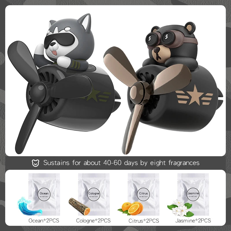 Cool Fun Rotate Propeller Husky dog pilot car air freshener vent perfume decorations accsesories fragrance diffuser ornament men
