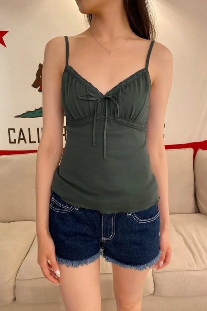 Brandy Melville Pure Cotton Three-Button Base Layer Vest Sweet Style V-Neck Sleeveless Tank Top for Women Spring Summer