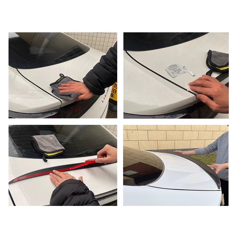 For VW Volkswagen Virtus Accessories 2020+ Car Rear Wing Trunk Tail Spoiler Lip Rubber Black Soft Plastic Gloss Black