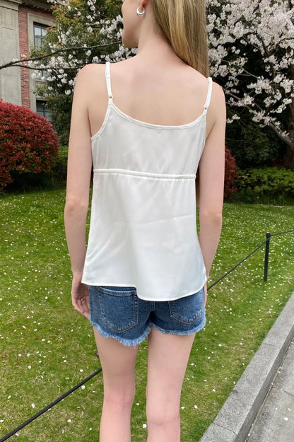 Brandy Melville Pure Cotton Three-Button Base Layer Vest Sweet Style V-Neck Sleeveless Tank Top for Women Spring Summer