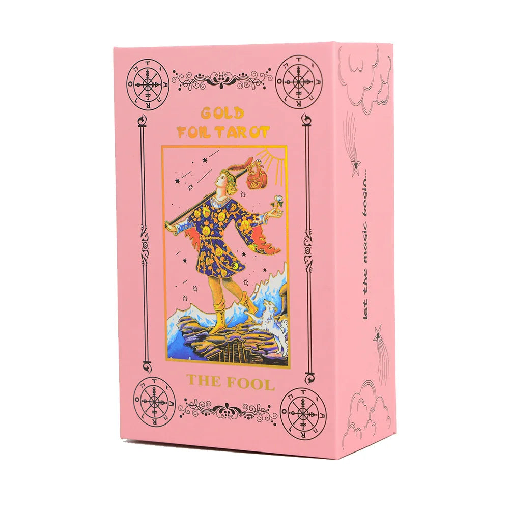 78Pcs Pink Classic Wait Tarot Cards with Guide Book Divination Deck Family Party Board Fate Card Fortune Telling Game