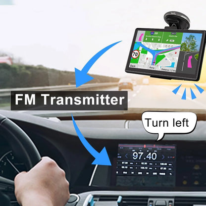 GPS Navigator for Car, Latest 2025 Map, Truck GPS 9 inch Touch Screen, Real Voice Spoken Turn-by-Turn Direction Reminding, Speed and Red Light Warning