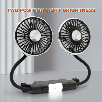SEAMETAL Dual Head Car USB Fan Cooling Air Fan 3-Speed 360 Degree Adjustable Auto Headrest Fan for Summe Car Accessories
