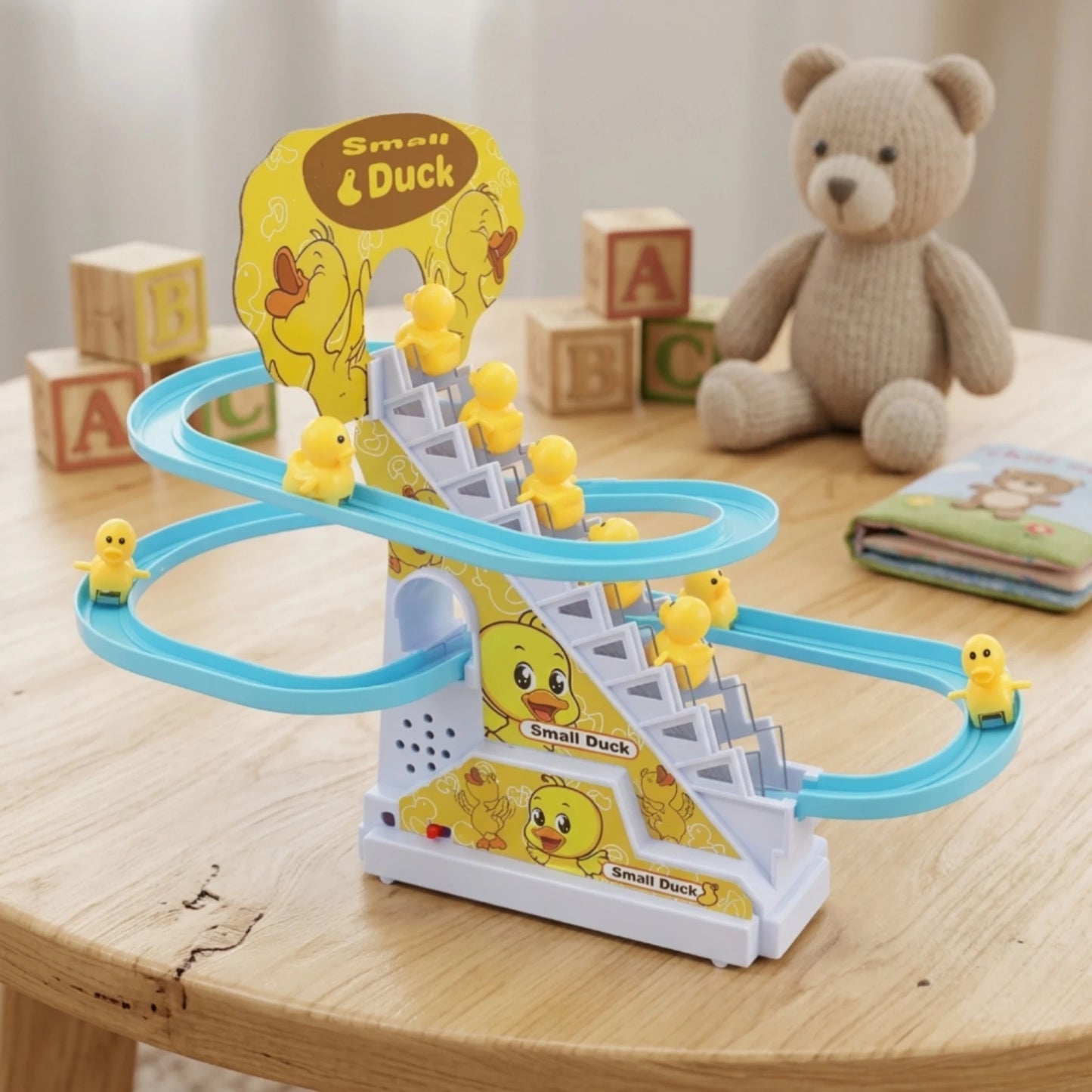 Electric Duck Climbing Stairs Toy Interactive Duck Climbing Stairs Toy Playset Flashing Funny for Toddlers, Playroom, Home