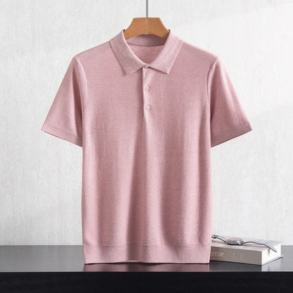 Summer new business casual short-sleeved men's POLO collar 100% Lyocell T-shirt knitted plus size youth sweater