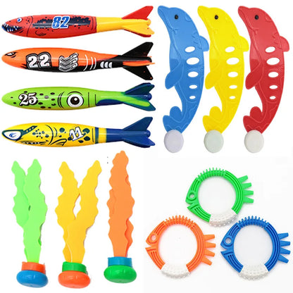 Summer Swimming Diving Toys Set Pool Swim Ring Water Sports Play Game Diving Stick Underwater Accessories Grabbing Toys for Kid