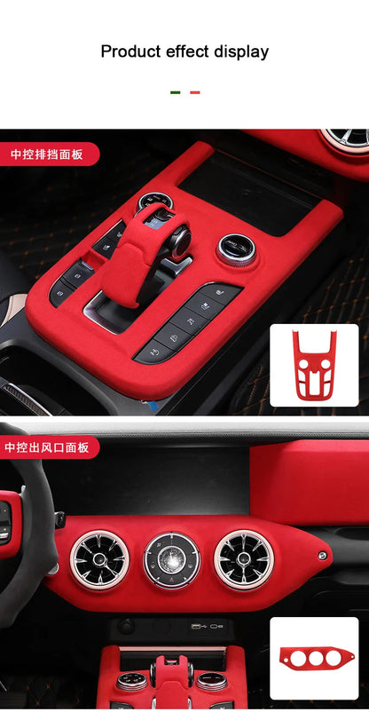 TOP Suede Car Interior Panel Trim Decoration For Great Wall WEY Tank 300 2021 2022 2023 Gear Shift Cover Modification Accessory
