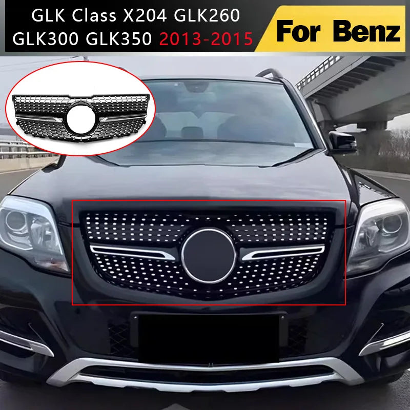 2013 To 2015 for Mercedes-Benz GLK Class X204 GLK260 GLK300 GLK350 Front Bumper Grille Racing Grill Hood Mesh Diamond Style Grid