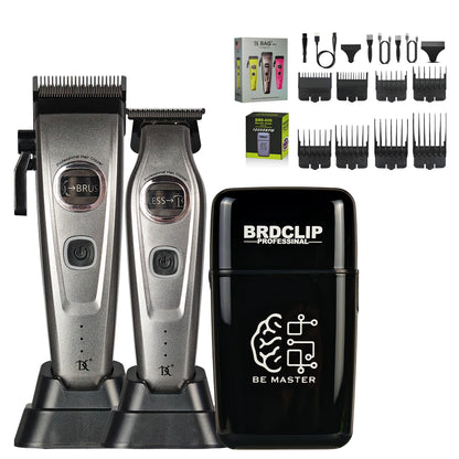 BRDCLIP 609 10000RPM Grey Professional Hair Clipper 7500RPM External Rotor Brushless Motor DLC Blade Hair Trimmer Barber Shaver