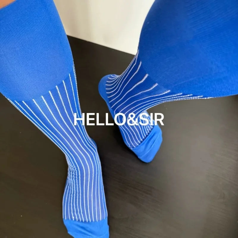 Men's Knee High Formal Socks Long Gentleman Stockings Soft Elastic Nylon Business Dress Socks for All Seasons Solid Color Party