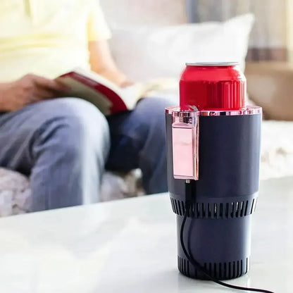 Smart 12V Portable Mini Can Fridge Cooler & Warmer, 2-in-1 Single Cup Holder Chiller for Car & Office Desk Travel Mug Heater