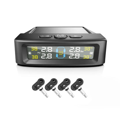 Tire Pressure Monitoring System Car Safety Alarm Wireless Solar/USB Powered 4/6 Sensors Color Digital Display For Caravan Truck