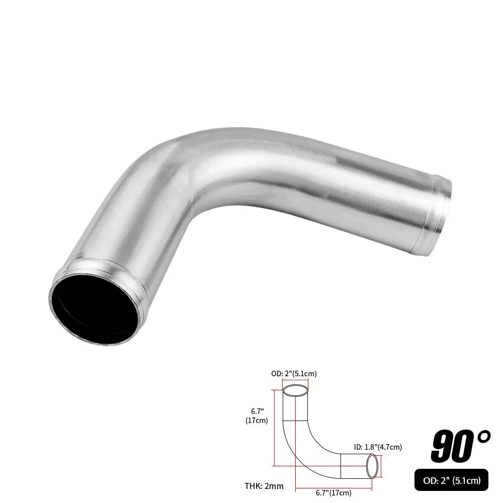 0/45/90 Degrees Type Aluminum Tube Universal 51 63 76mm 2 2.5 3inch Cold Air Intake Pipe Racing Car Turbo High Flow Silver Balck