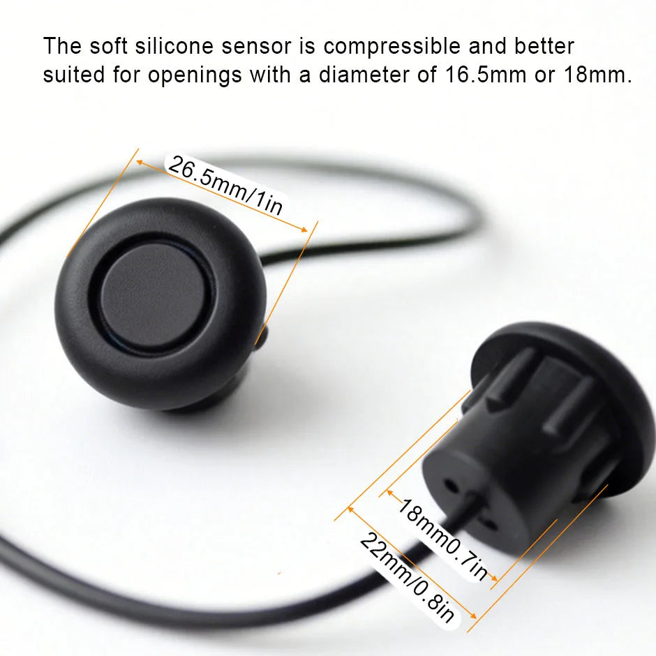 Soft Silicon Anti-False Alarm Reverse Radar Parktronic Parking Sensor Ultrasound 18/16.5mm Fits Truck/Van/Bus/Lorry Metal Bumper
