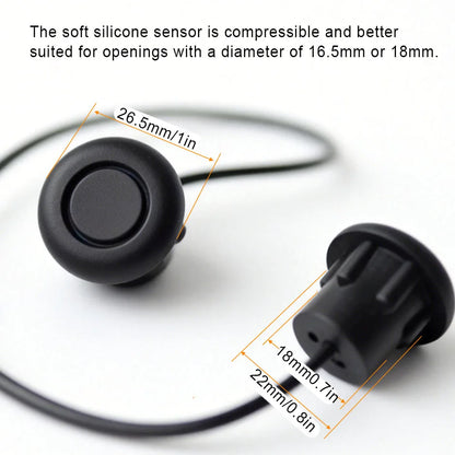 Soft Silicon Anti-False Alarm Reverse Radar Parktronic Parking Sensor Ultrasound 18/16.5mm Fits Truck/Van/Bus/Lorry Metal Bumper