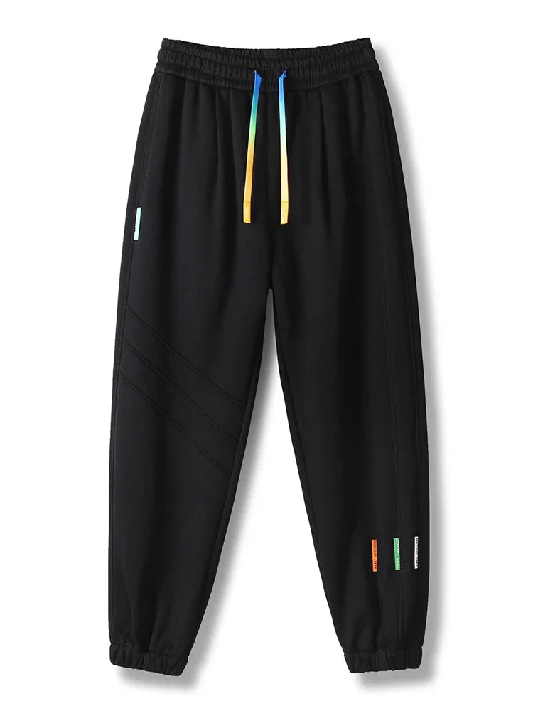 Winter Men's Sweatpants Warm Joggers Big Size 8XL 7XL 6XL Fleece Liner Cotton Sports Pants Colorfull Drawstring Thermal Trousers