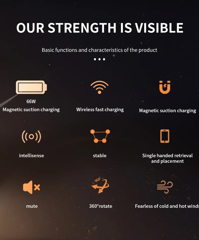 Car Phone Holder 66W Wireless Charger Mobile Phone Holder Intelligent Infrared Air Vent Clip for iPhone Samsung Xiaomi Universal