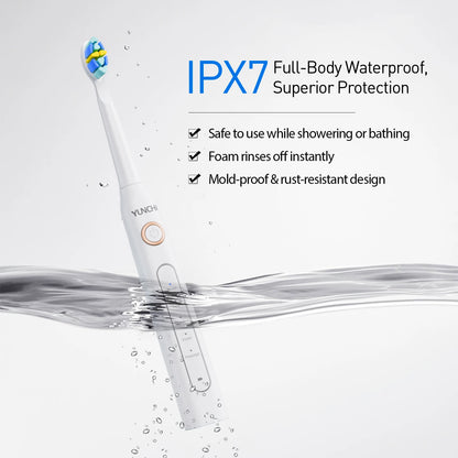 YUNCHI ultrasonic electric toothbrush with 5 operation modes and 40000 high-frequency vibrations.USB charging, waterproof