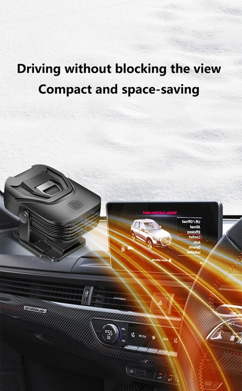 2-in-1 12V 200W Car Heater Defroster 360° Rotating Portable Windshield Heater Fast Frost/Fog Removal for All Vehicles
