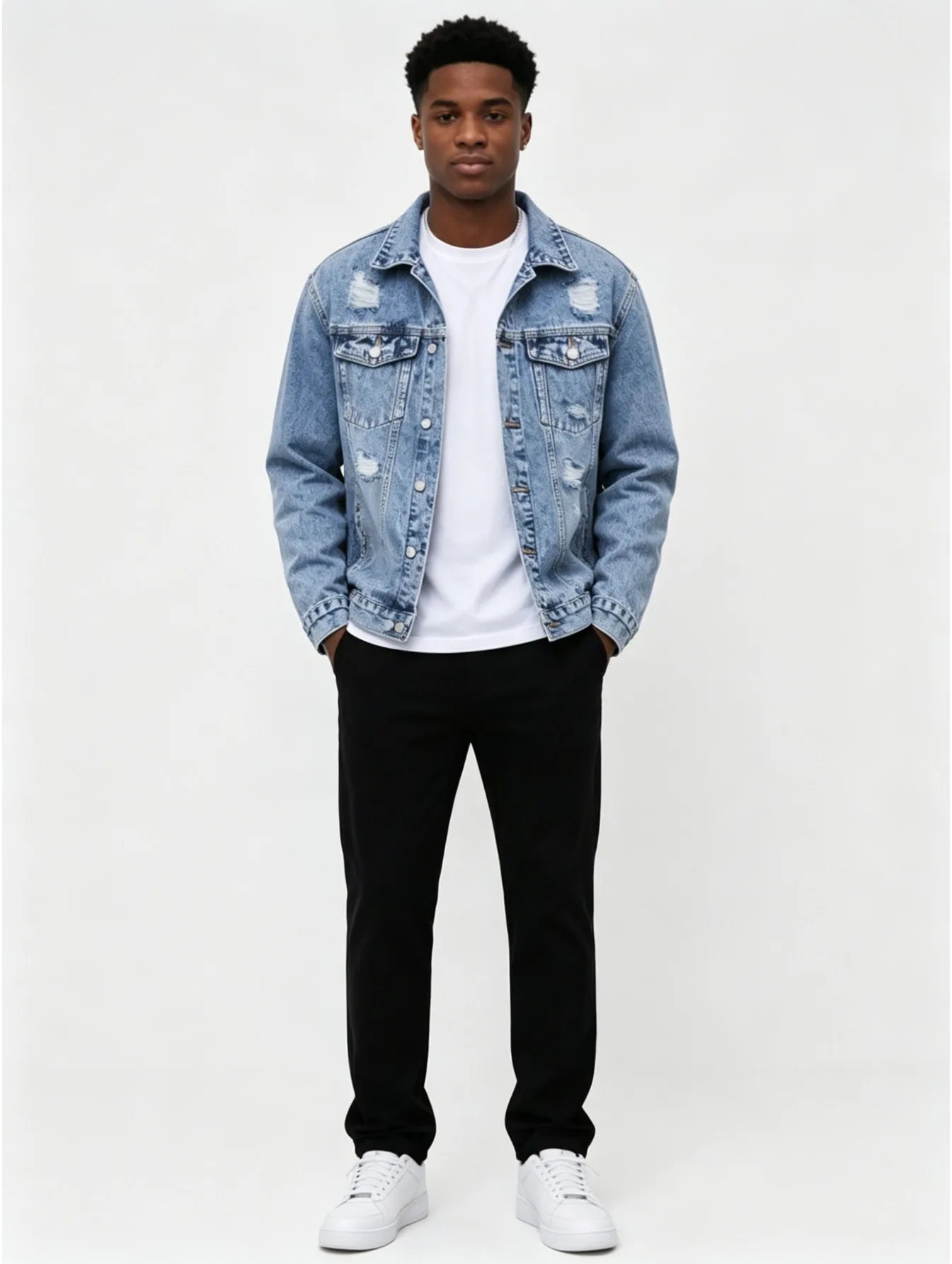 1PC Daily Stylish Denim Coat Outdoor Men Casual Jacket Undecorated Look Not Hoodie