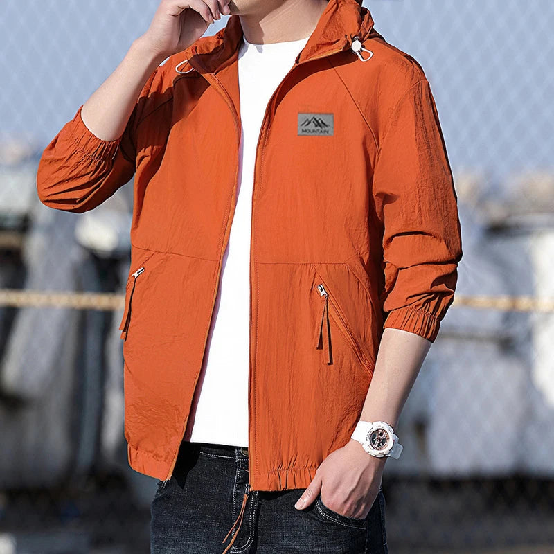 Summer Windbreaker Jacket, Men's Long-Sleeved Hoodie, Outdoor Sports Coat, Hiking and Camping Clothing, Men's Fishing Suit, Men'
