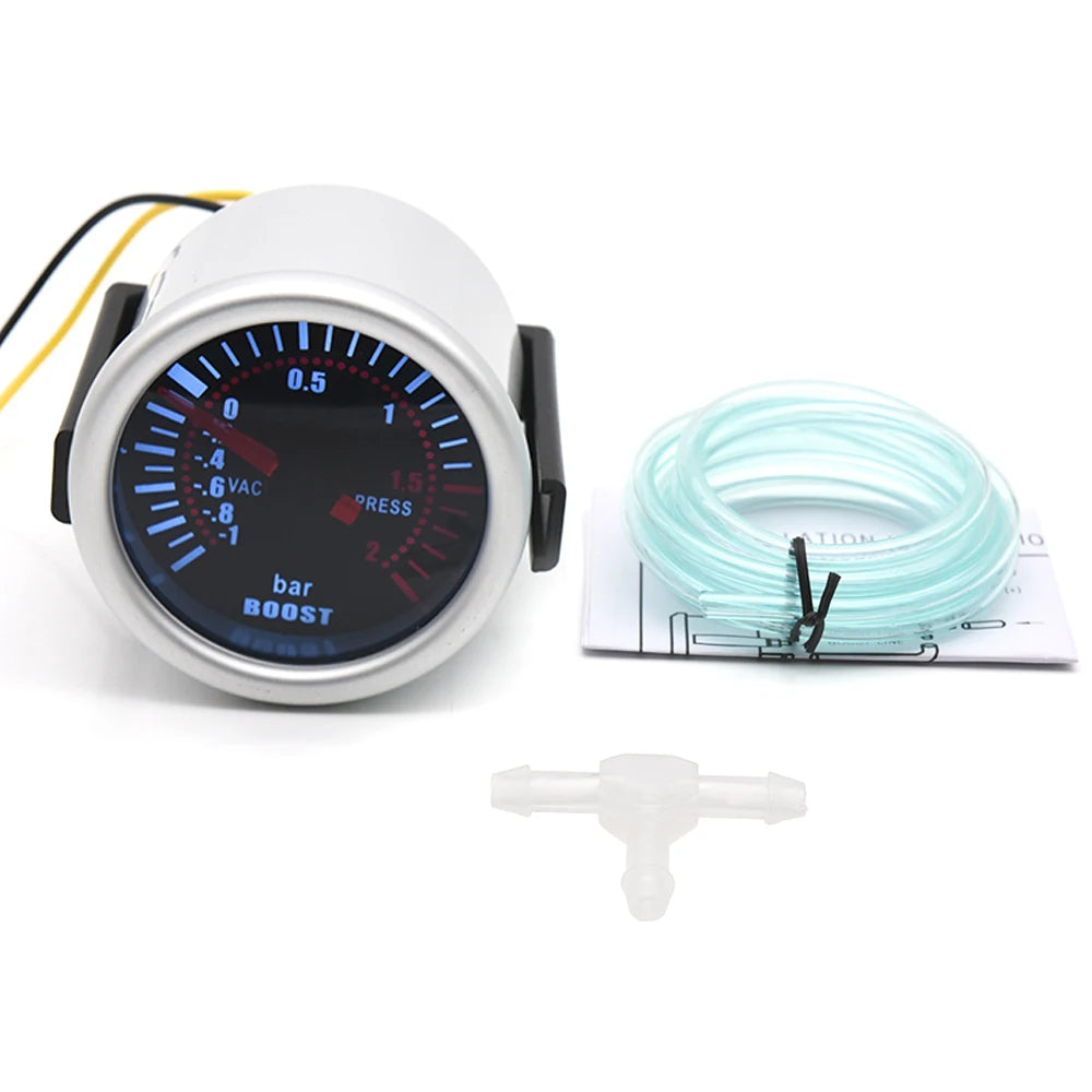 2"52mm Smoke Len PSI/BAR Turbo Boost Gauge Meter Water/Oil Temp Meter Tachometer Vacuum VOLT Oil Pressure for Gasoline Car 12V