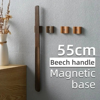 Long Magnetic Shoehorn 55cm Wooden Handle No-Bend Flexible Shoe Lifter for Elderly Pregnant Women