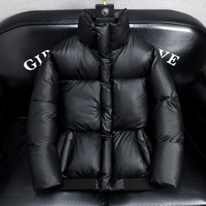 2025 Winter Men's Thickened down Cotton Jacket Warmth Frostproof PU Leather Durable Fashionable Urban Style Long Sleeve Coat