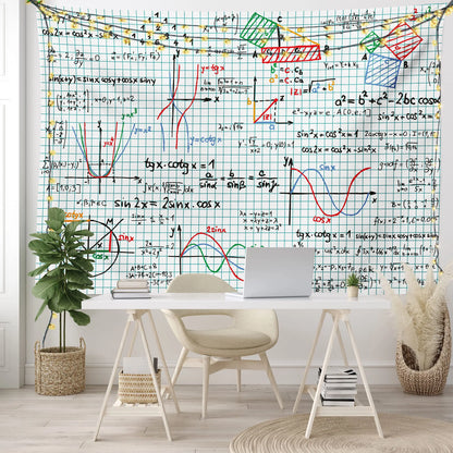 Math Equation Tapestry Mathematics Formula Tapestries for Kids Boys Girls Students Educational Wall Hangings Child Room Decor