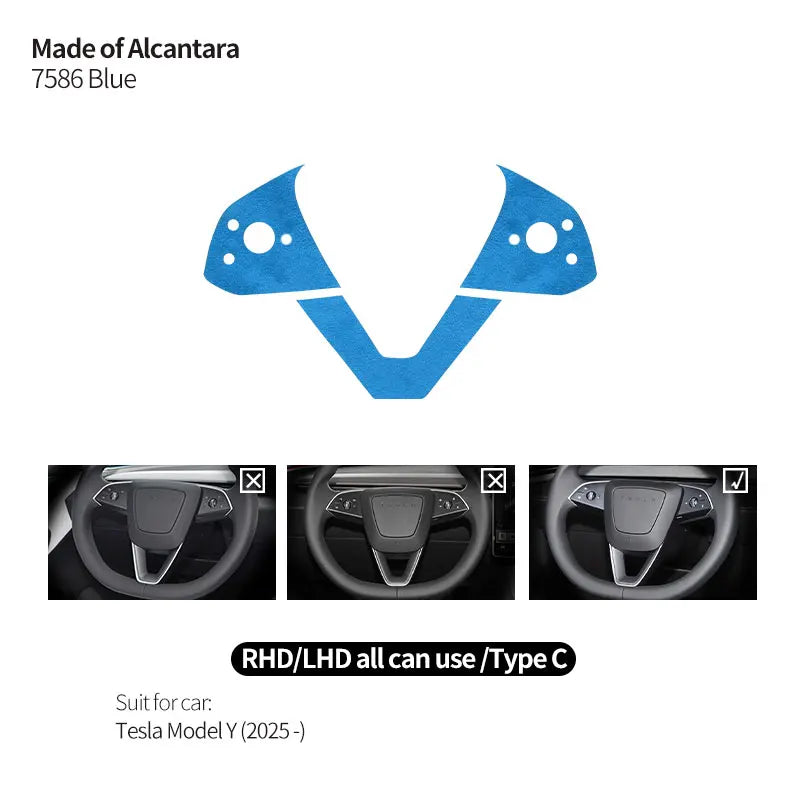 Made of Alcantara For Tesla Model 3 (2024-)/Model Y (2025-) Steering Wheel Trim Frame Sticker Car Interior Tuning Accessories